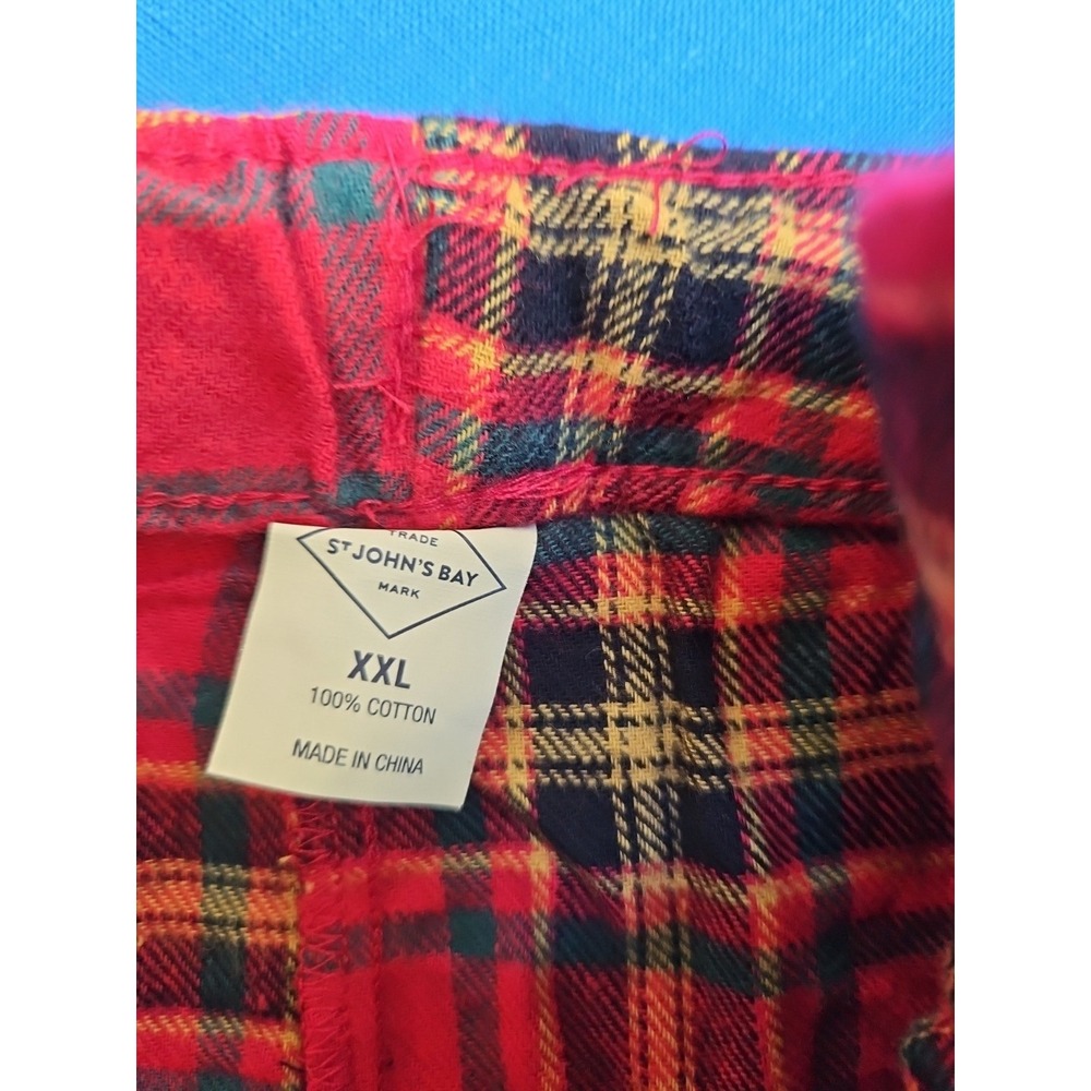 St. John's Bay Flannel Pajama Set Red Plaid PJs Lounge 2 Piece NEW XXL 2X - Picture 8 of 8